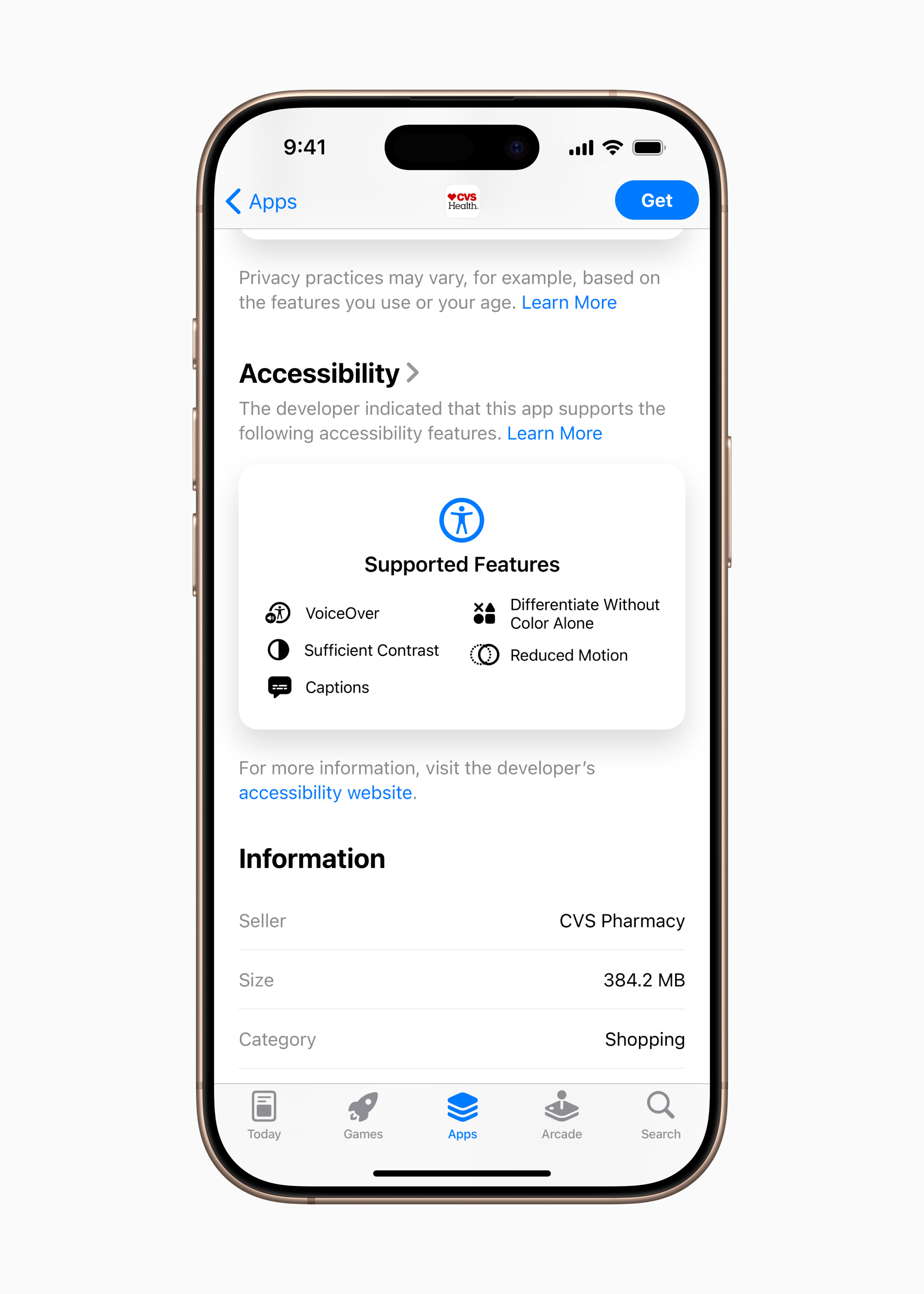 On the App Store, new Accessibility Nutrition Labels will highlight accessibility features within apps and games, allowing users to learn whether an app will be accessible to them before they download it.
